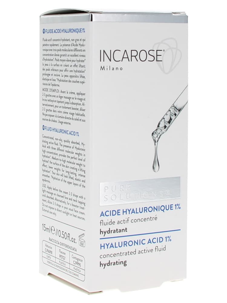 Incarose Pure Solutions Acide hyaluronique Fluide Hydratant 15 ml