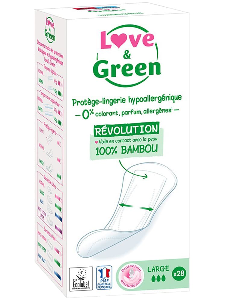 Love & Green Protège-Lingeries Hypoallergéniques et Écologiques "large" X 28