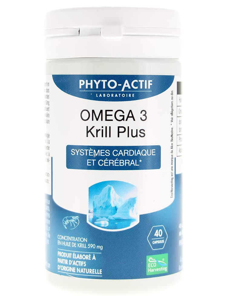 Phyto-Actif Omega 3 Krill Plus Cérébral et Système Cardiaque 40 Capsules