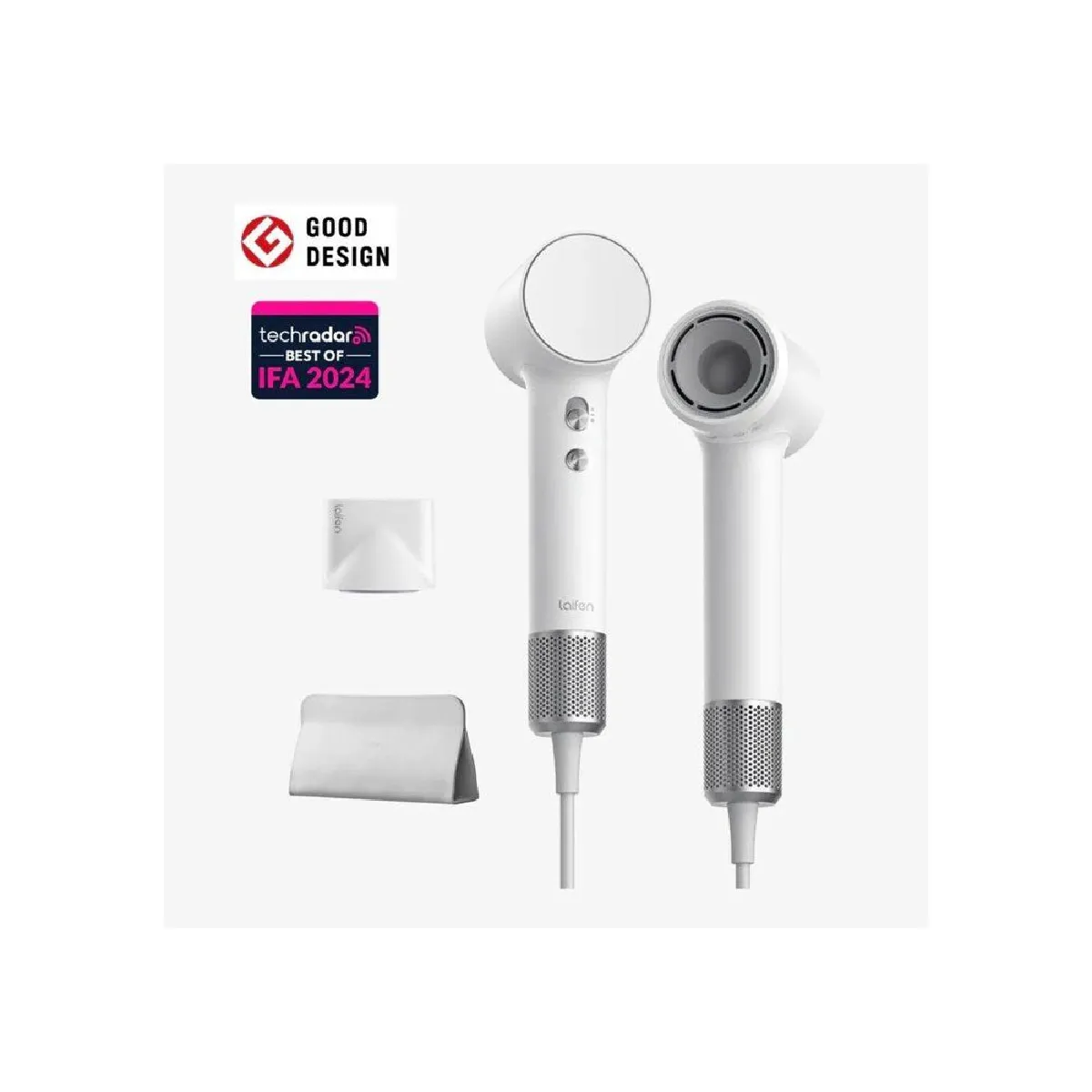 LAIFEN Mini sèche-cheveux de voyage - 200 millions d’ions négatifs - Blanc