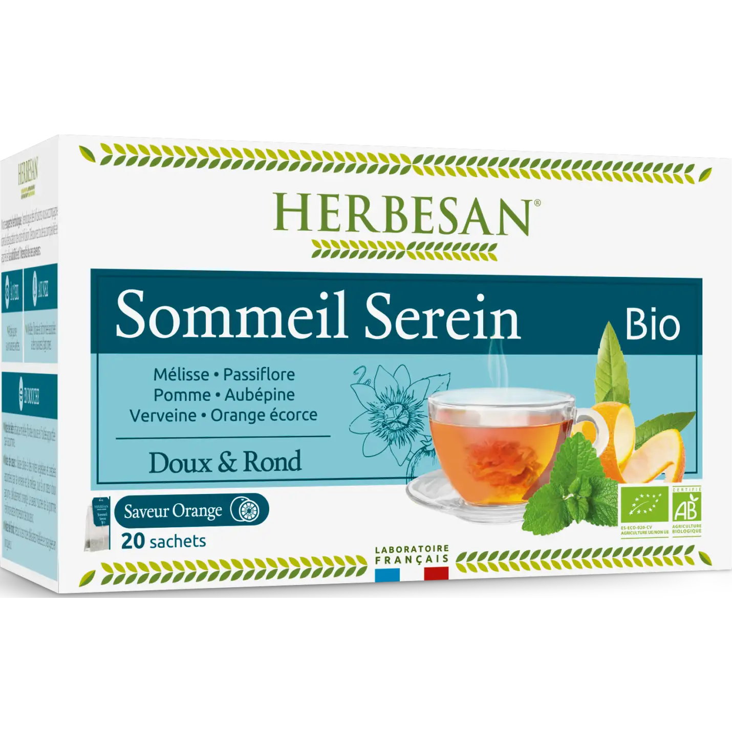 Herbesan Infusion Mélisse Passiflore Sommeil Serein Bio 20 sachets